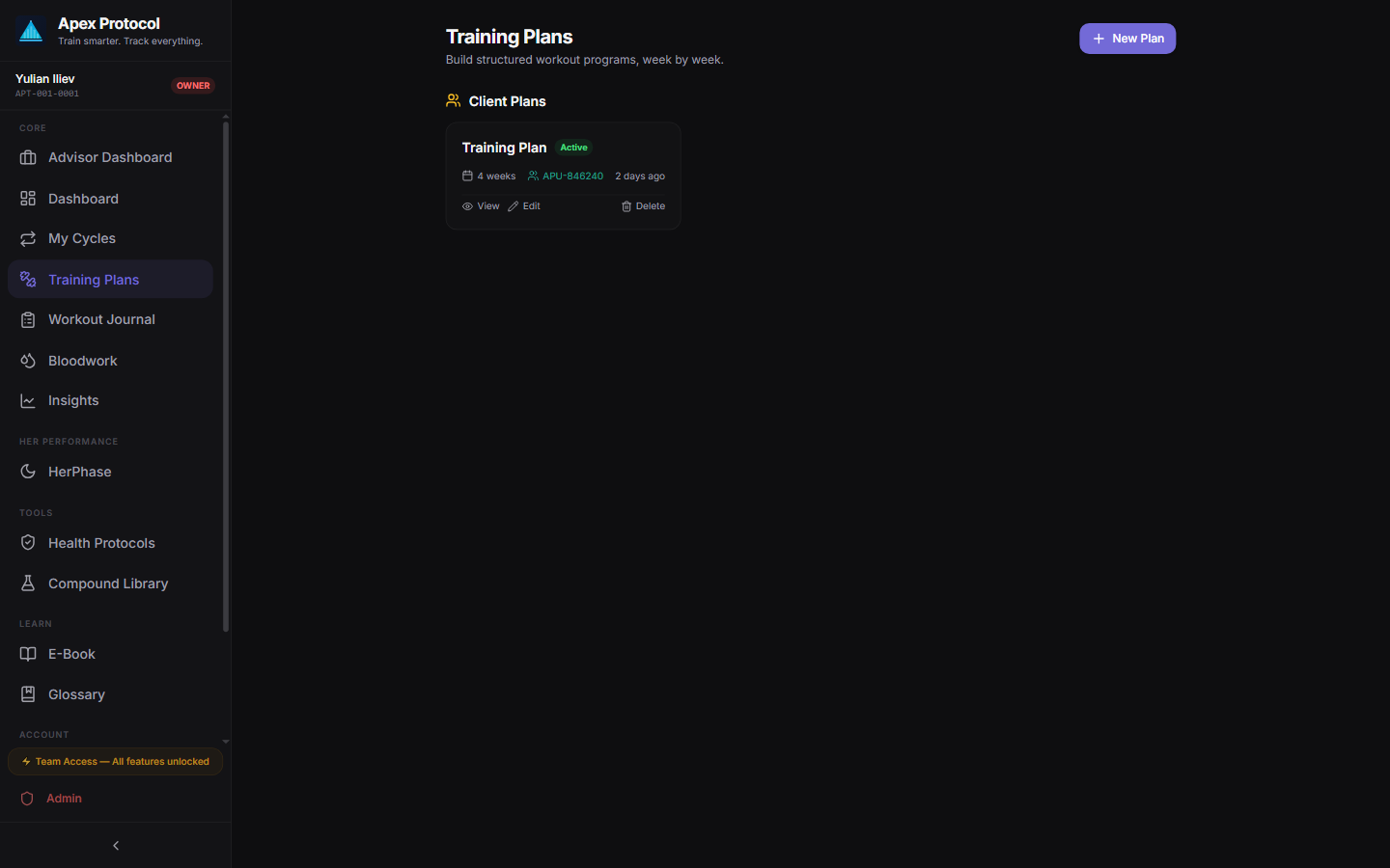 Training Plans — Apex Protocol